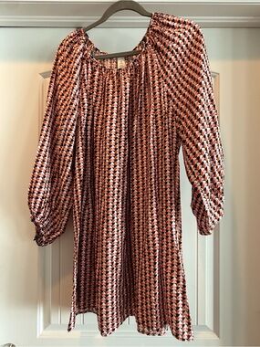 H&M Pink and Black Geometric Midi Dress